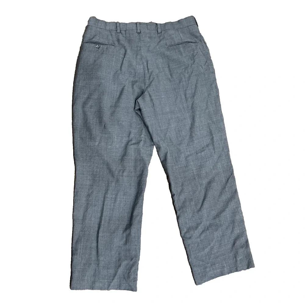 Vintage Tommy Hilfiger Gray Crosshatch Dress Pants Mens 36X29 Pleated Suspenders